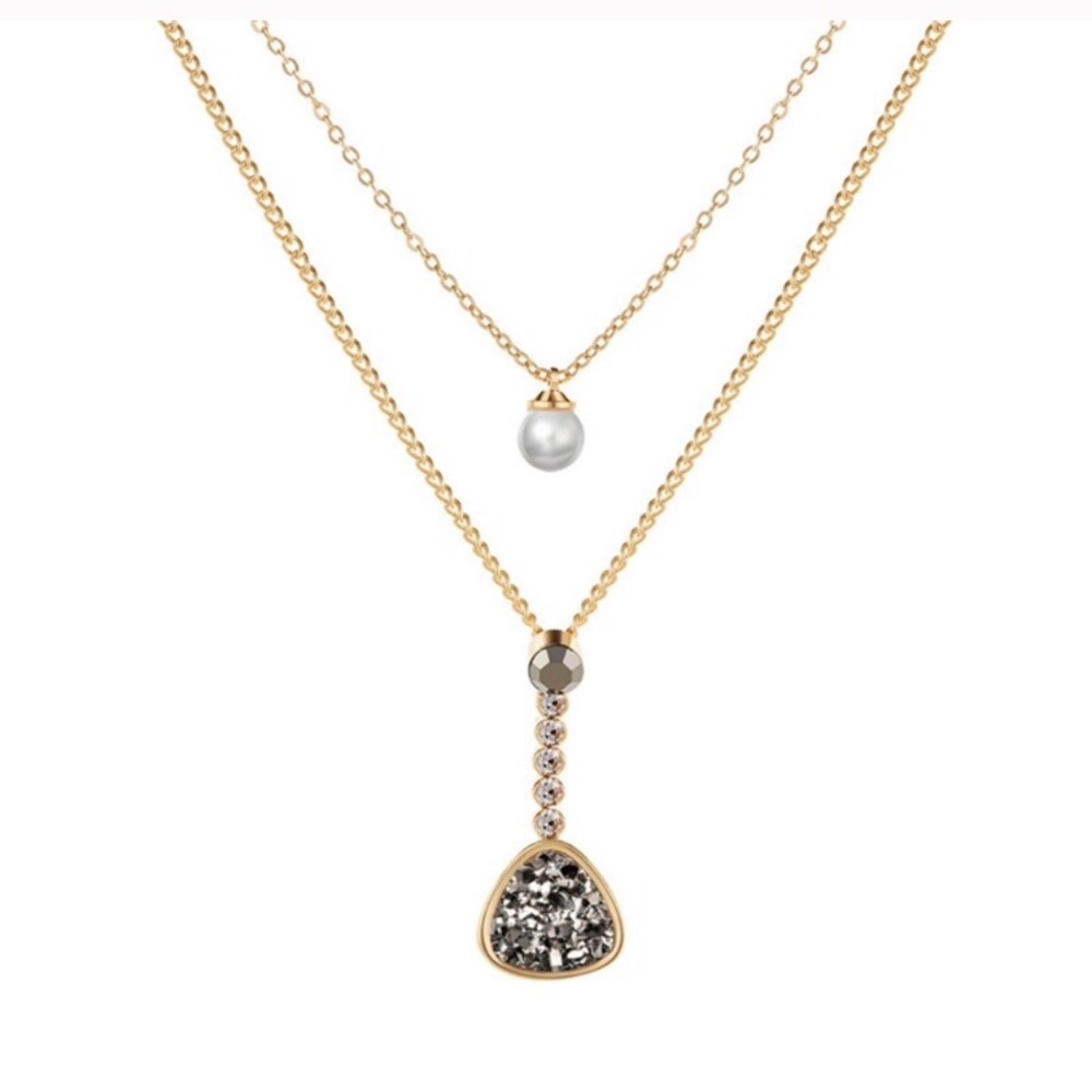 🆕 Layered Druzy Pearl Necklace - Picture 3 of 4